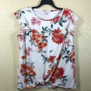 Top Blouse Floral Cream/Red 18/20W Pullover Lining